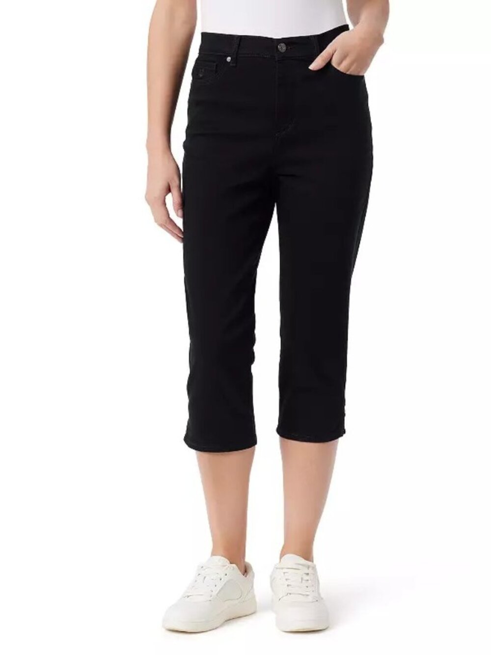 Women's Gloria Vanderbilt Straight-Leg Cut Amanda Capri Pants, Size: 18, Black